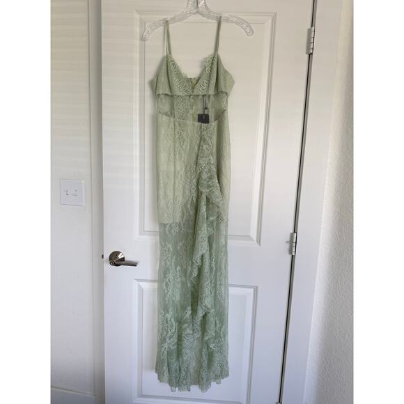 NBD Sinatra Dress in Mint Green Lace with Cascading Ruffle Accent Size S NWT - Picture 2 of 6